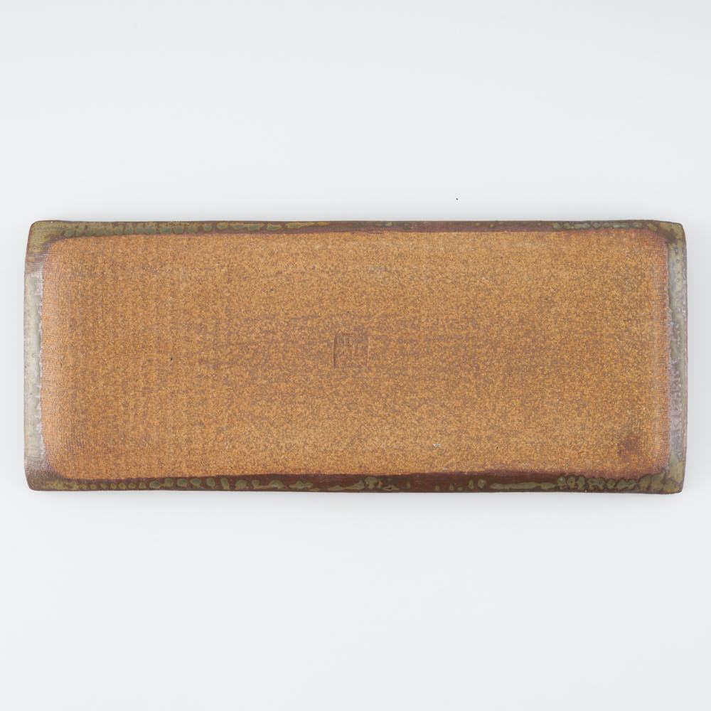 作家 小林哲生 灰釉市松文  長皿 作家 小林哲生 陶磁器作家もの