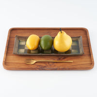 作家 小林哲生 灰釉市松文  長皿 作家 小林哲生 陶磁器作家もの