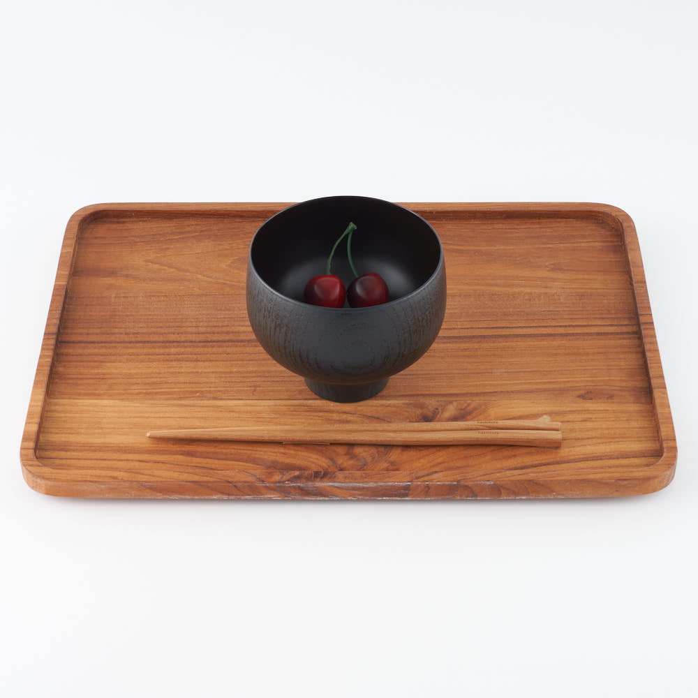 漆器 椀 黒白テクスチャー 木製台座付き 畑漆器店｜汁椀 桜 / 黒拭き - テーブルウェア - 碗・ボウル - 女性