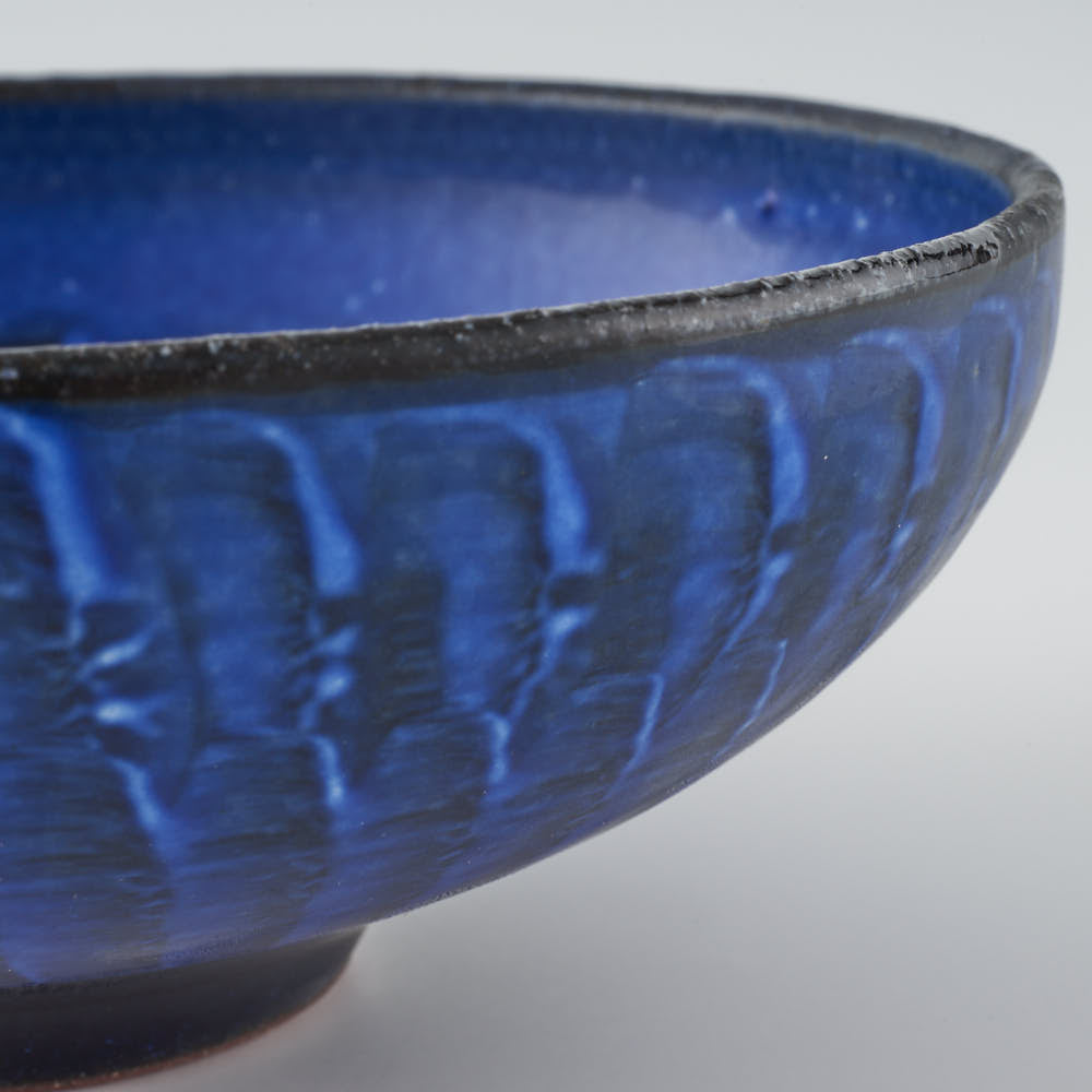 玉有 FD青釉打ち刷毛 丸平鉢 玉有 陶磁器作家もの