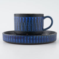 玉有 FD青釉打ち刷毛 珈琲カップソーサー 玉有 陶磁器作家もの