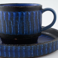 玉有 FD青釉打ち刷毛 珈琲カップソーサー 玉有 陶磁器作家もの