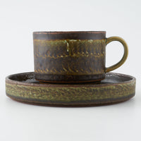 玉有 FD緑釉二段太打刷毛 珈琲カップソーサー 玉有 陶磁器作家もの