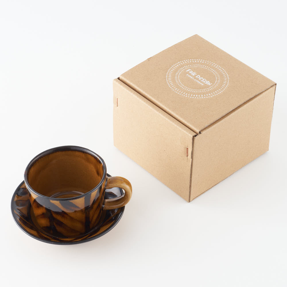 玉有 FD矢羽飴釉 カップ&ソーサー 玉有 陶磁器作家もの