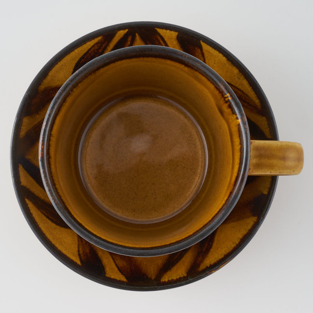 玉有 FD矢羽飴釉 カップ&ソーサー 玉有 陶磁器作家もの