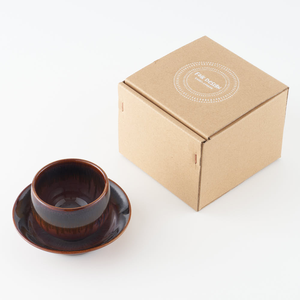 玉有 FD渕錆飴釉 仙茶碗&茶托 玉有 陶磁器作家もの