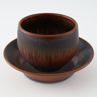 玉有 FD渕錆飴釉 仙茶碗&茶托 玉有 陶磁器作家もの