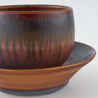 玉有 FD渕錆飴釉 仙茶碗&茶托 玉有 陶磁器作家もの
