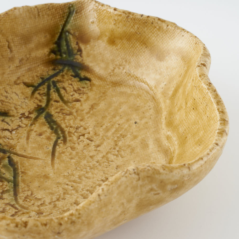 作家 棚橋淳 黄瀬戸 足付花型鉢 作家 棚橋淳 陶磁器作家もの