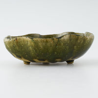 作家 棚橋淳 織部 足付花型鉢 作家 棚橋淳 陶磁器作家もの