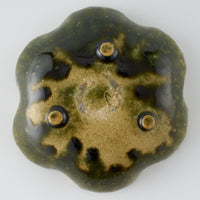 作家 棚橋淳 織部 足付花型鉢 作家 棚橋淳 陶磁器作家もの