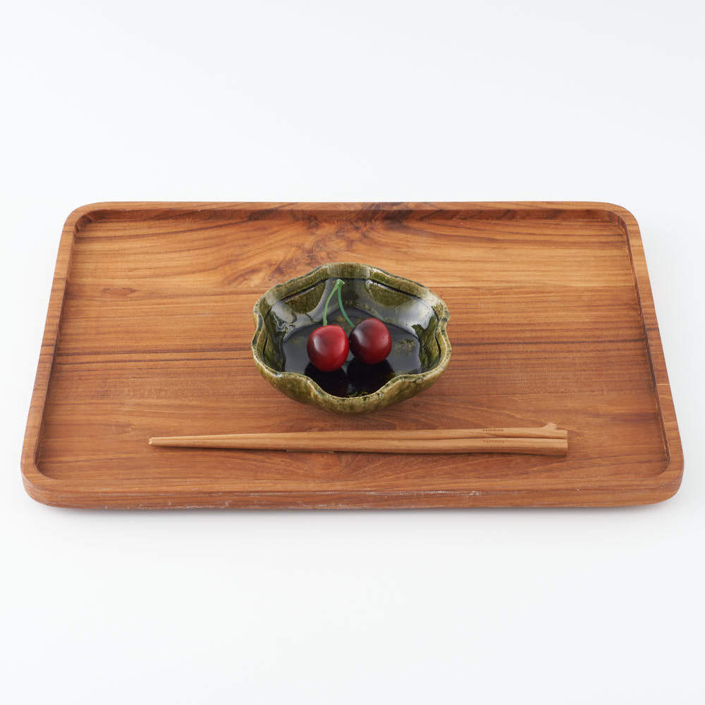 作家 棚橋淳 織部 足付花型鉢 作家 棚橋淳 陶磁器作家もの