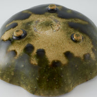 作家 棚橋淳 織部 足付花型鉢 作家 棚橋淳 陶磁器作家もの