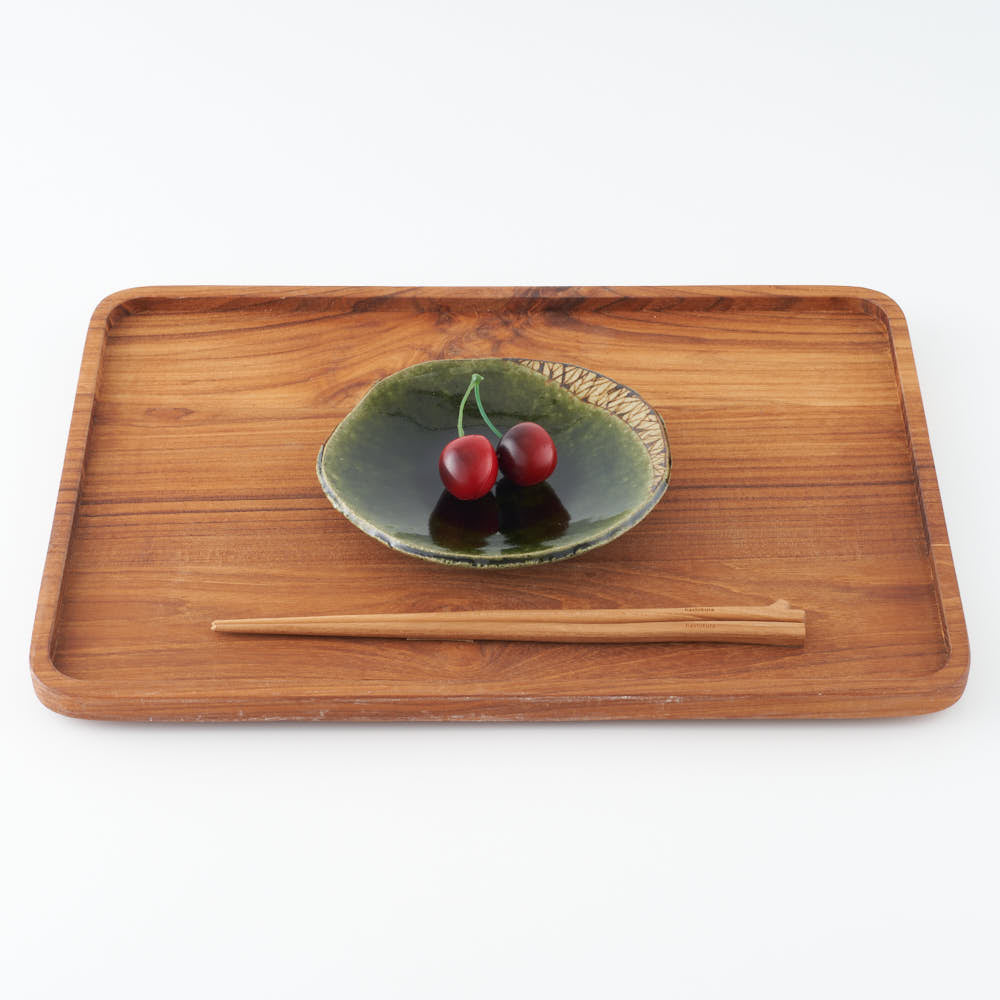 作家 棚橋淳 織部 鉄絵変型銘々皿 ¥2,750 大人の焼き物