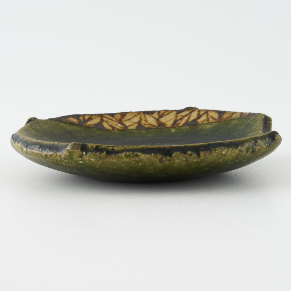 作家 棚橋淳 織部 鉄絵豆皿 (箸置) 作家 棚橋淳 陶磁器作家もの
