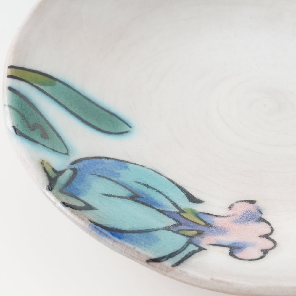 うつつ窯 作家 稲積佳谷 彼の日の青香 小皿 白 うつつ窯 作家 稲積佳谷 陶磁器作家もの