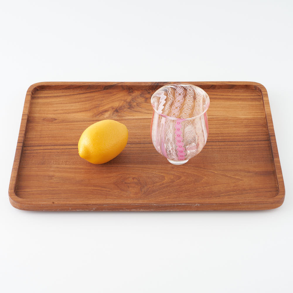 ガラス作家 北形槙子 彩色LACE round glass (PK/WH) ¥13,200 大人の焼き物