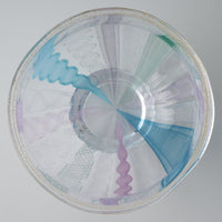 ガラス作家 北形槙子 彩色LACE round glass (LBL×PL/WH) ガラス作家 北形槙子 ガラスもの