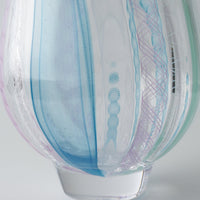 ガラス作家 北形槙子 彩色LACE round glass (LBL×PL/WH) ガラス作家 北形槙子 ガラスもの