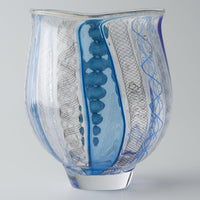 ガラス作家 北形槙子 彩色LACE round glass (BL/BK) ガラス作家 北形槙子 ガラスもの