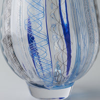 ガラス作家 北形槙子 彩色LACE round glass (BL/BK) ガラス作家 北形槙子 ガラスもの