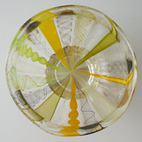 ガラス作家 北形槙子 彩色LACE round glass (LGR×YL/BK) ガラス作家 北形槙子 ガラスもの