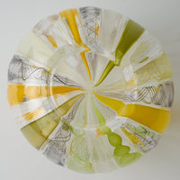 ガラス作家 北形槙子 彩色LACE round glass (LGR×YL/BK) ガラス作家 北形槙子 ガラスもの