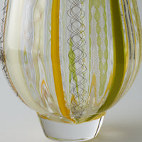 ガラス作家 北形槙子 彩色LACE round glass (LGR×YL/BK) ガラス作家 北形槙子 ガラスもの