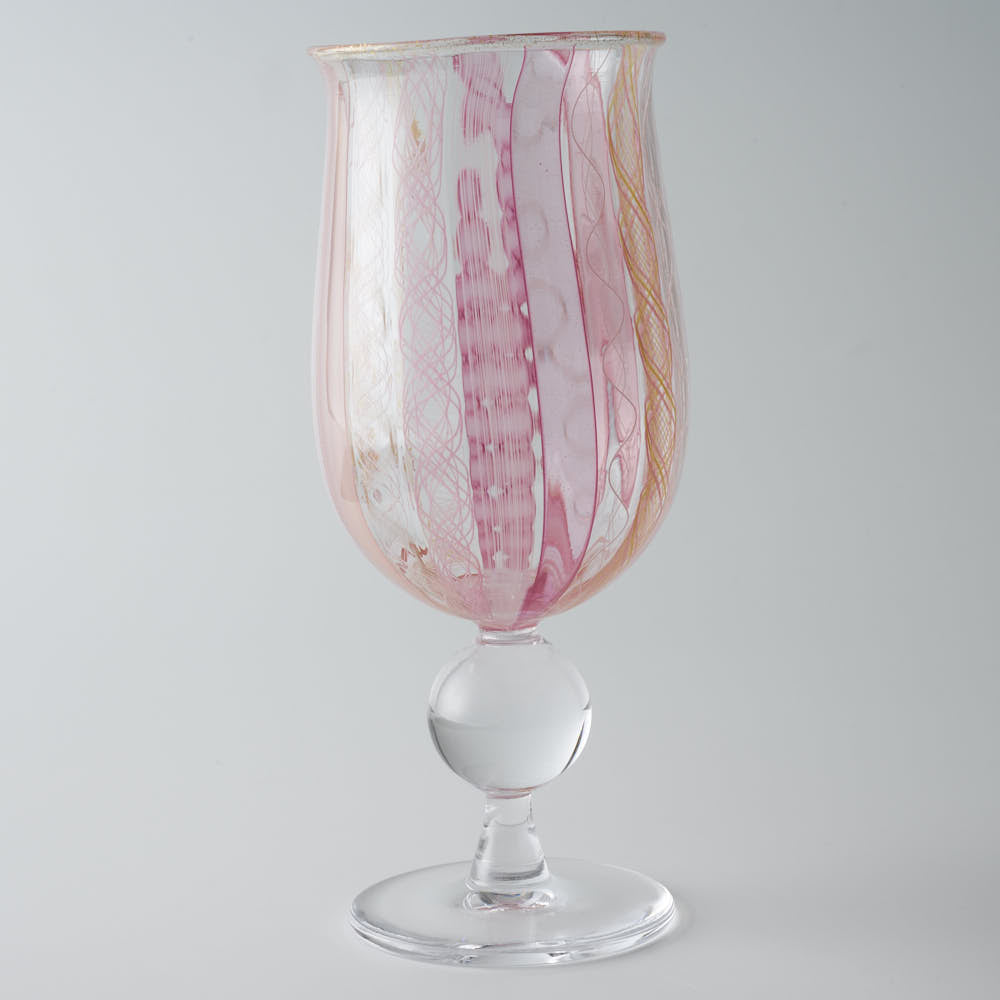 ガラス作家 北形槙子 彩色LACE goblet (PK/WH) ガラス作家 北形槙子 ガラスもの