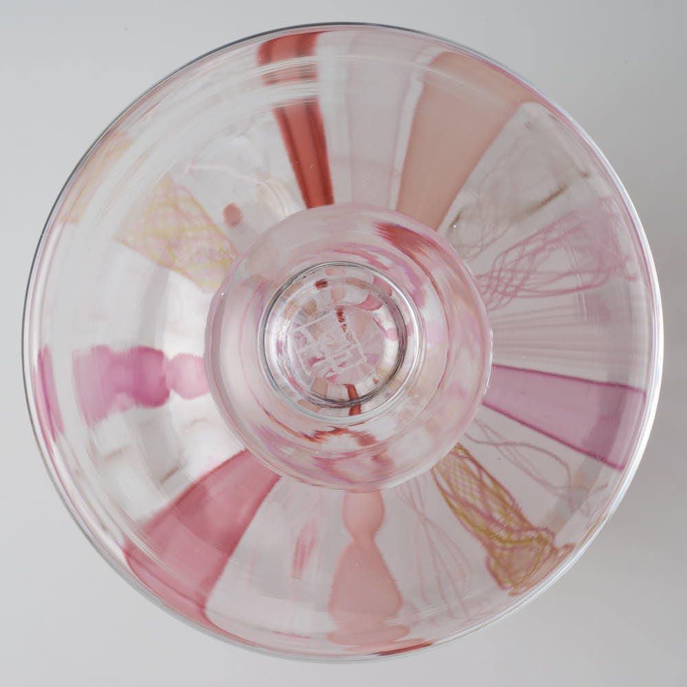 ガラス作家 北形槙子 彩色LACE goblet (PK/WH) ガラス作家 北形槙子 ガラスもの