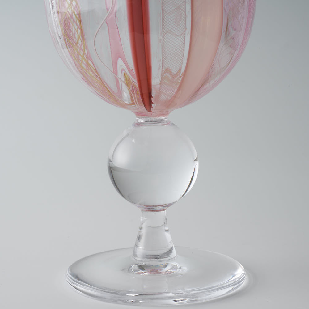ガラス作家 北形槙子 彩色LACE goblet (PK/WH) ガラス作家 北形槙子 ガラスもの
