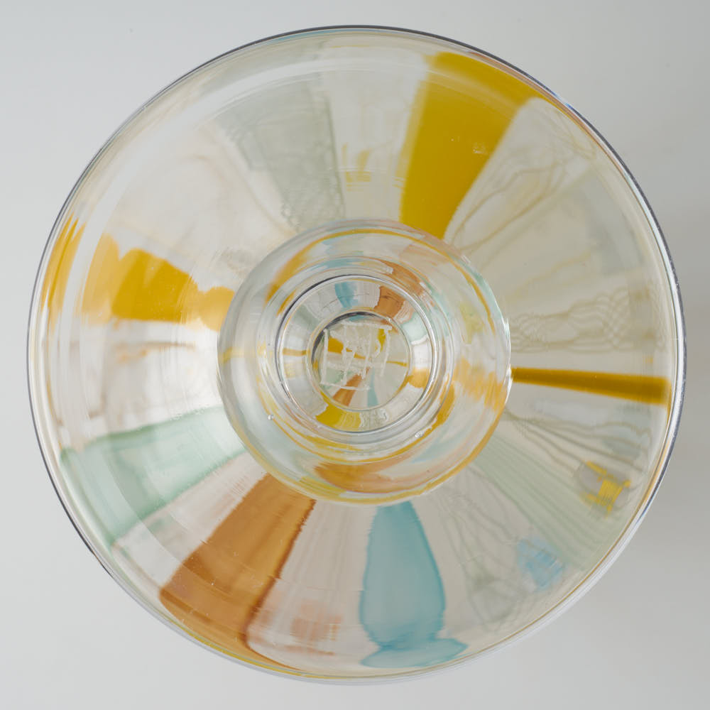 ガラス作家 北形槙子 彩色LACE goblet (LBL×YL/WH) ガラス作家 北形槙子 ガラスもの