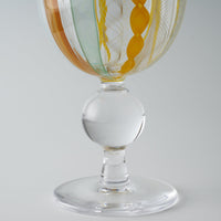 ガラス作家 北形槙子 彩色LACE goblet (LBL×YL/WH) ガラス作家 北形槙子 ガラスもの