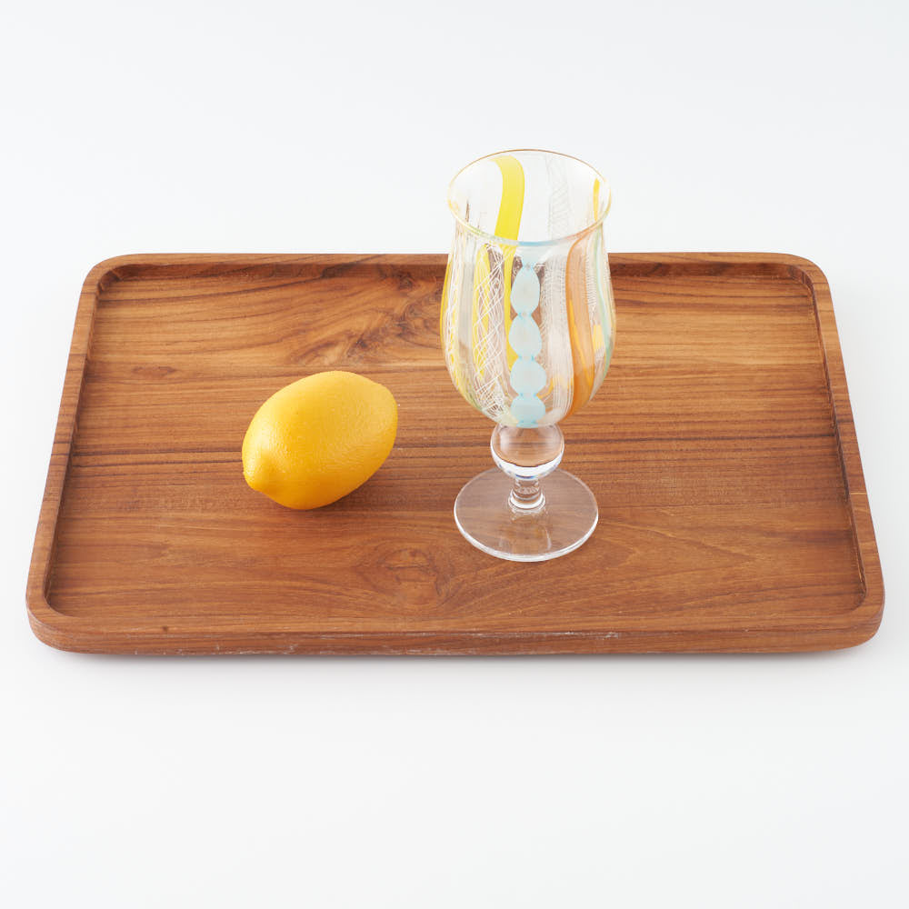 ガラス作家 北形槙子 彩色LACE goblet (LBL×YL/WH) ガラス作家 北形槙子 ガラスもの