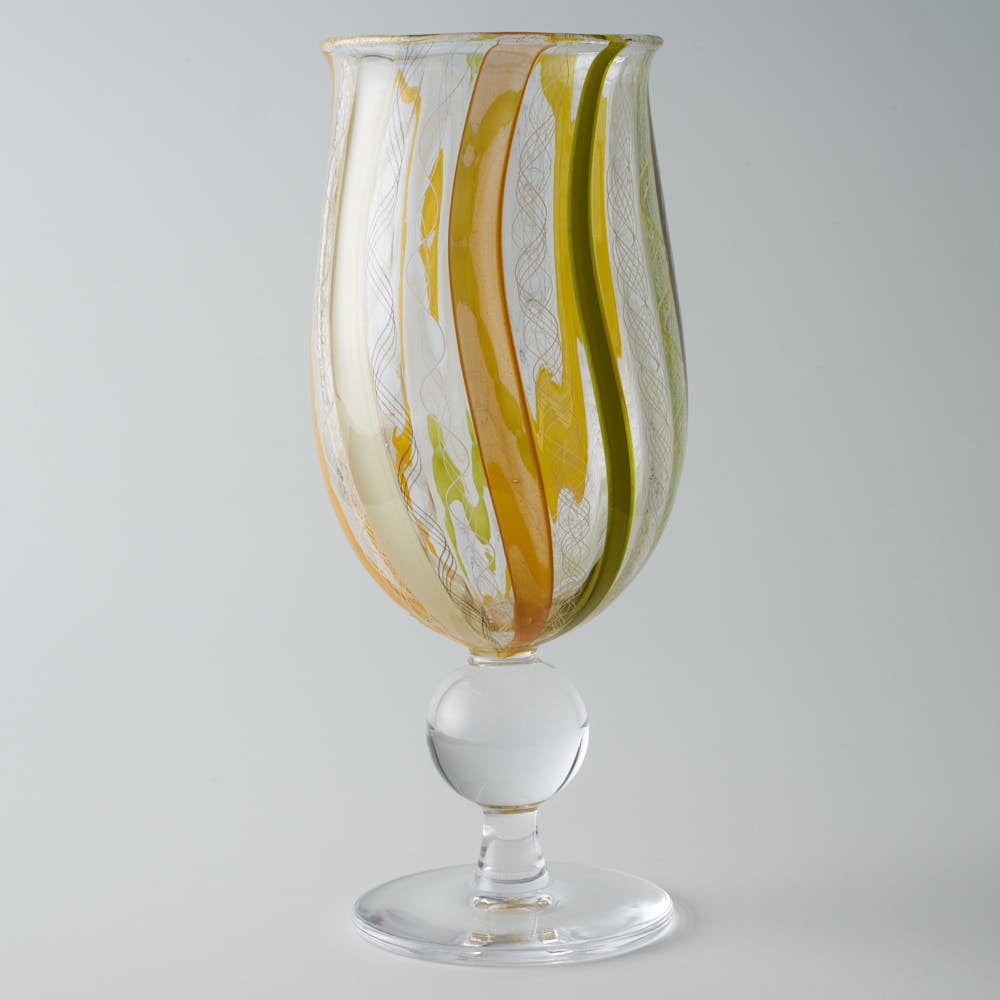 ガラス作家 北形槙子 彩色LACE goblet (LGR×YL/BK) ガラス作家 北形槙子 ガラスもの