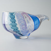 ガラス作家 北形槙子 彩色LACE lipped bowl (PL×BL/BK) ガラス作家 北形槙子 ガラスもの