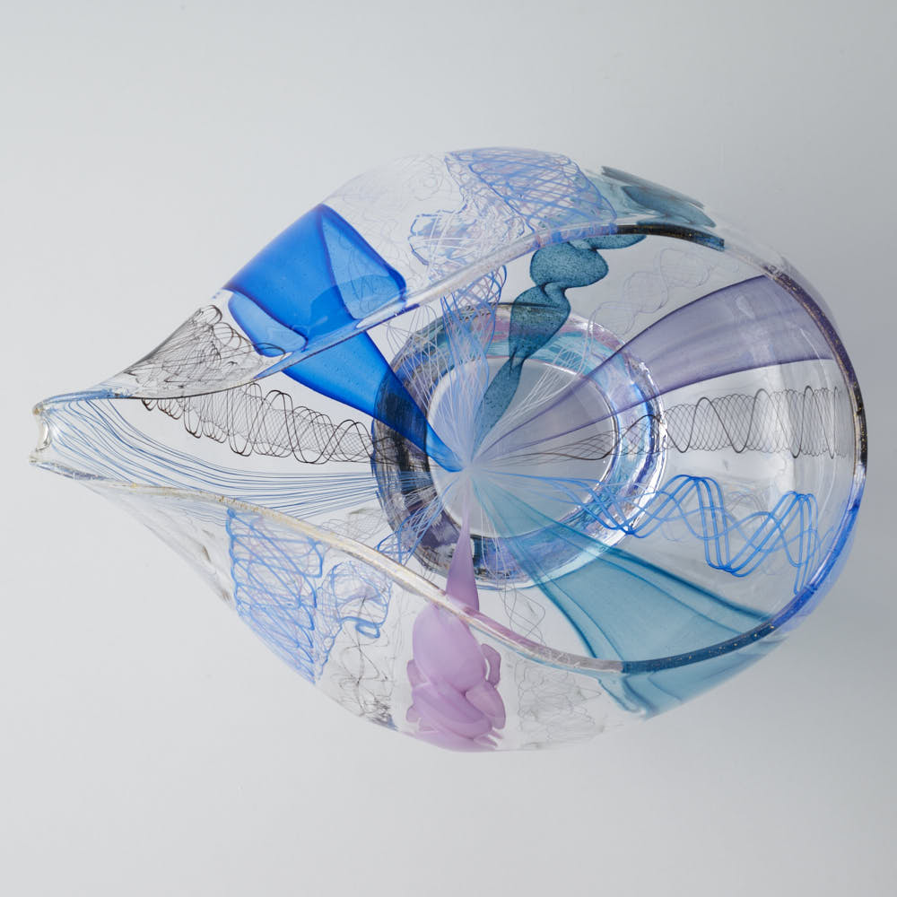 ガラス作家 北形槙子 彩色LACE lipped bowl (PL×BL/BK) ガラス作家 北形槙子 ガラスもの