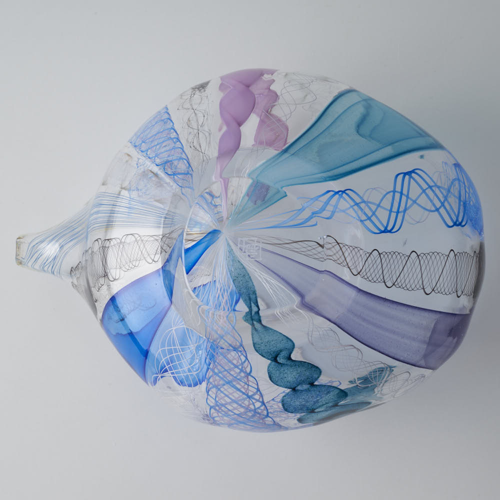 ガラス作家 北形槙子 彩色LACE lipped bowl (PL×BL/BK) ガラス作家 北形槙子 ガラスもの