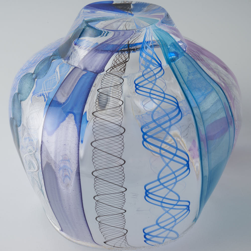 ガラス作家 北形槙子 彩色LACE lipped bowl (PL×BL/BK) ガラス作家 北形槙子 ガラスもの