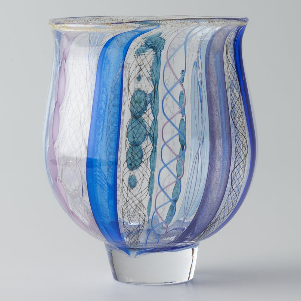 ガラス作家 北形槙子 彩色LACE sake cup (PL×BL/BK) ガラス作家 北形槙子 ガラスもの