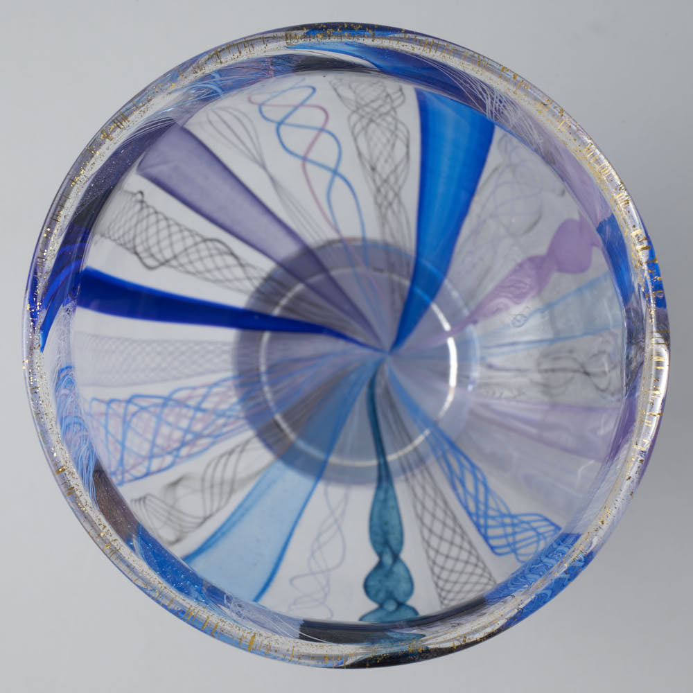 ガラス作家 北形槙子 彩色LACE sake cup (PL×BL/BK) ガラス作家 北形槙子 ガラスもの