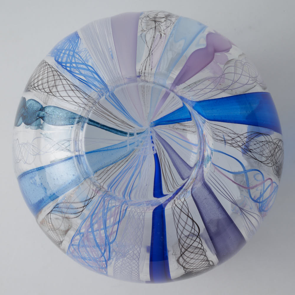 ガラス作家 北形槙子 彩色LACE sake cup (PL×BL/BK) ガラス作家 北形槙子 ガラスもの