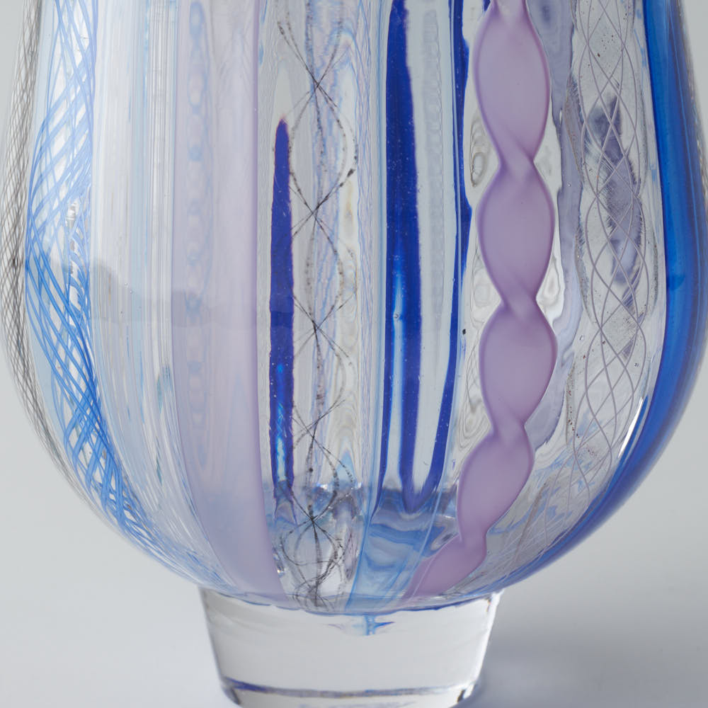 ガラス作家 北形槙子 彩色LACE sake cup (PL×BL/BK) ガラス作家 北形槙子 ガラスもの