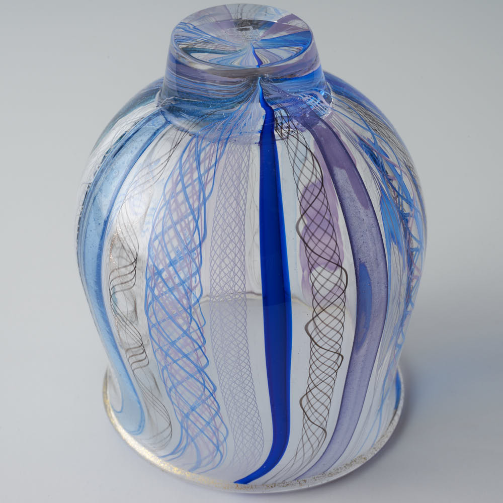 ガラス作家 北形槙子 彩色LACE sake cup (PL×BL/BK) ガラス作家 北形槙子 ガラスもの