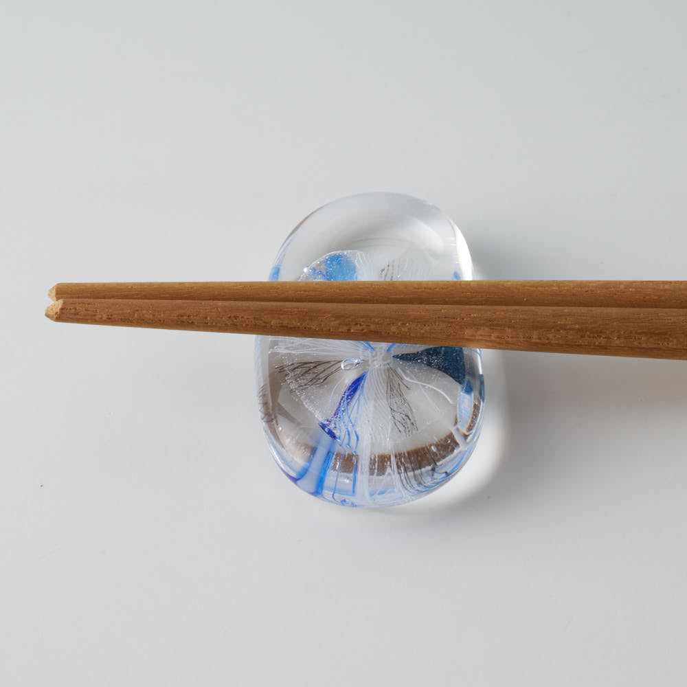 ガラス作家 北形槙子 彩色LACE 箸置き (BL) ガラス作家 北形槙子 ガラスもの