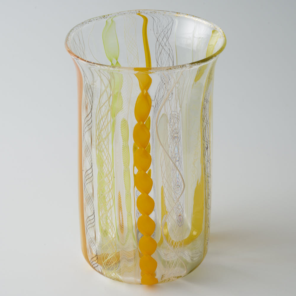 ガラス作家 北形槙子 彩色LACE tumbler (LGR×YL/BK) ガラス作家 北形槙子 ガラスもの