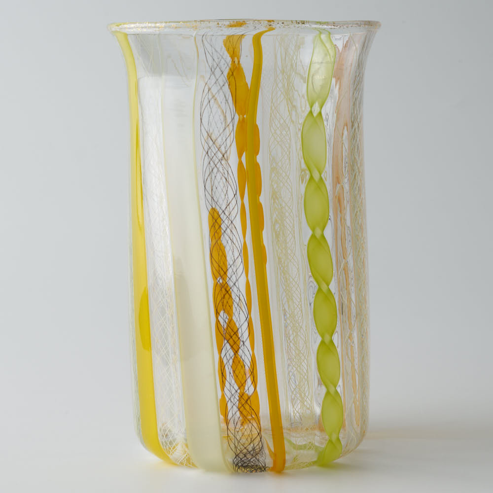 ガラス作家 北形槙子 彩色LACE tumbler (LGR×YL/BK) ガラス作家 北形槙子 ガラスもの