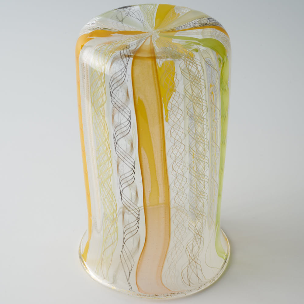 ガラス作家 北形槙子 彩色LACE tumbler (LGR×YL/BK) ガラス作家 北形槙子 ガラスもの