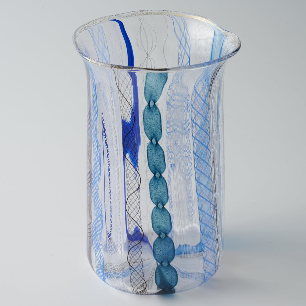 ガラス作家 北形槙子 彩色LACE tumbler (BL/BK) ガラス作家 北形槙子 ガラスもの