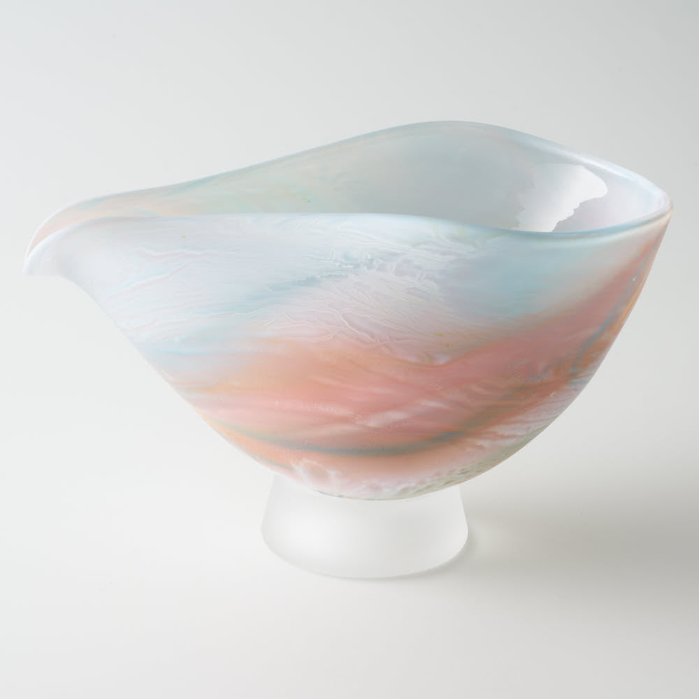 ガラス作家 飯田桜子 Underneath 片口 ピンク×ブルー ガラス作家 飯田桜子 ガラスもの